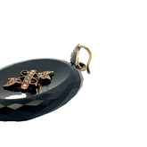 14k Rose Gold Onyx / Seed Pearl 1870's-1915 Vintage Victorian Mourning Picture Frame Pendant